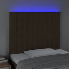 vidaXL gultas galvgalis ar LED, 80x5x118/128 cm, tumši brūns audums цена и информация | Кровати | 220.lv