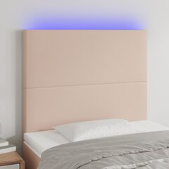 vidaXL gultas galvgalis ar LED, 80x5x118/128cm, kapučīno mākslīgā āda cena un informācija | Gultas | 220.lv