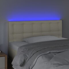 vidaXL gultas galvgalis ar LED, 80x5x78/88 cm, krēmkrāsas mākslīgā āda cena un informācija | Gultas | 220.lv