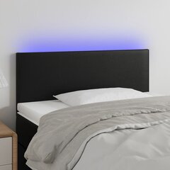 vidaXL gultas galvgalis ar LED, 80x5x78/88 cm, melna mākslīgā āda cena un informācija | Gultas | 220.lv