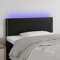 vidaXL gultas galvgalis ar LED, 80x5x78/88 cm, melna mākslīgā āda цена и информация | Кровати | 220.lv