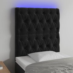 vidaXL gultas galvgalis ar LED, 80x7x118/128 cm, melns samts cena un informācija | Gultas | 220.lv