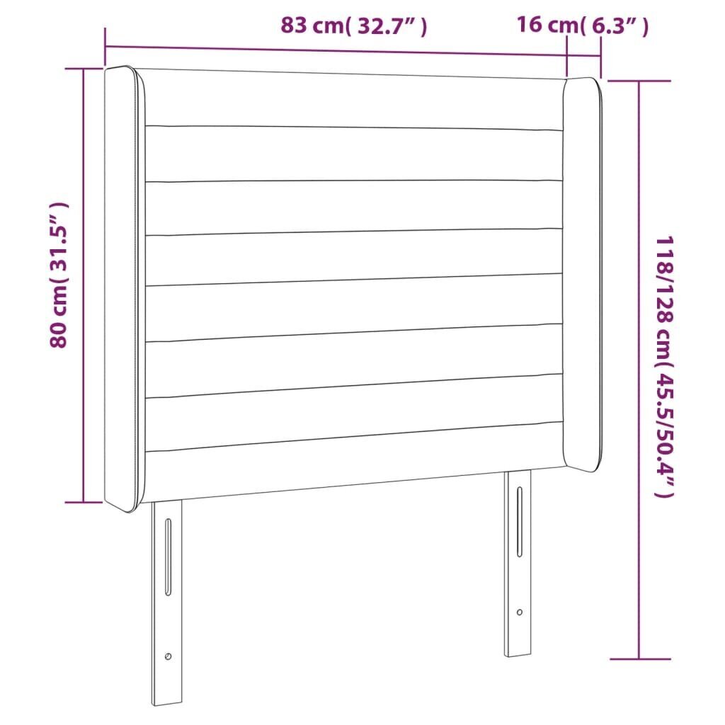 vidaXL gultas galvgalis ar LED, 83x16x118/128 cm, krēmkrāsas audums cena un informācija | Gultas | 220.lv