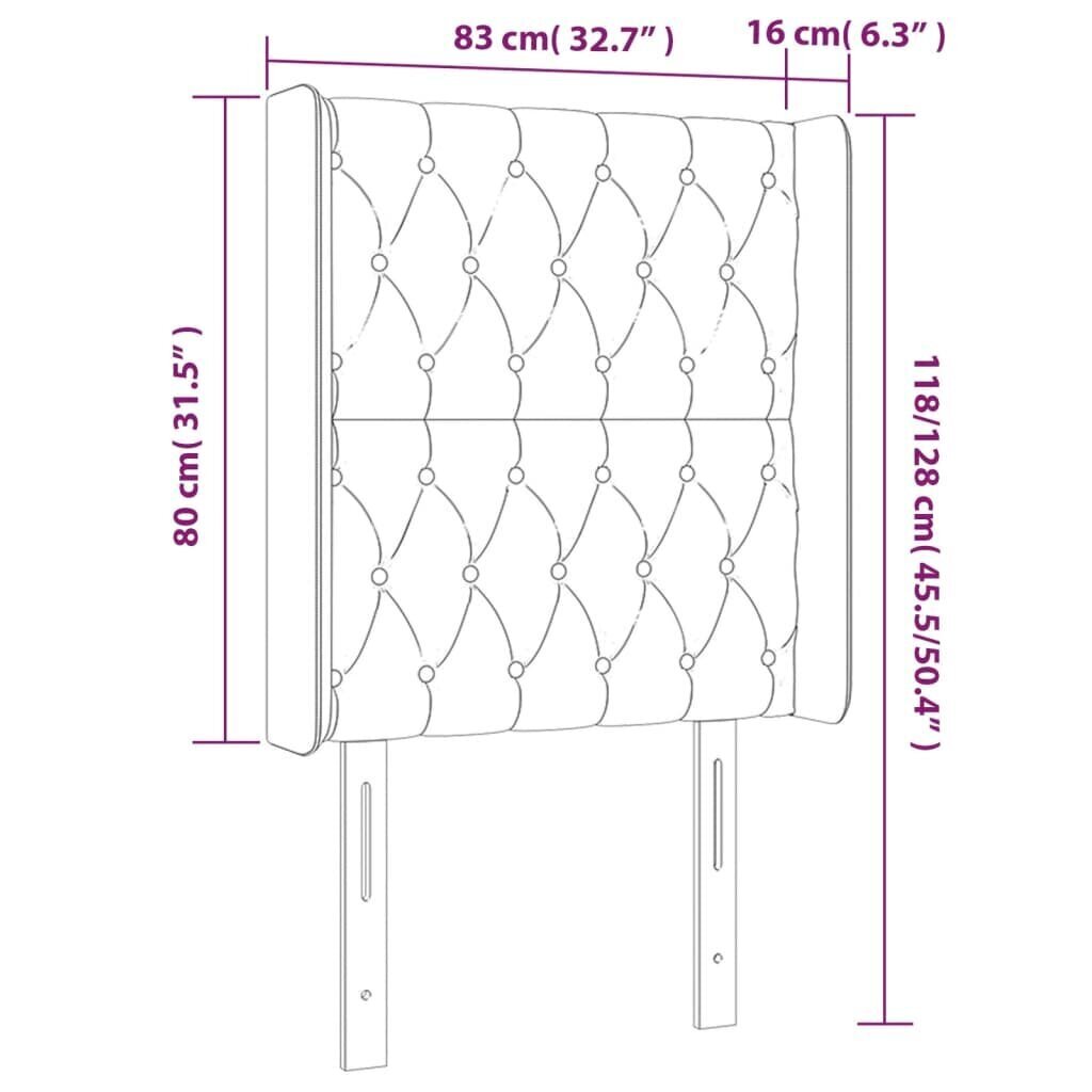 vidaXL gultas galvgalis ar LED, 83x16x118/128 cm, zils audums цена и информация | Gultas | 220.lv