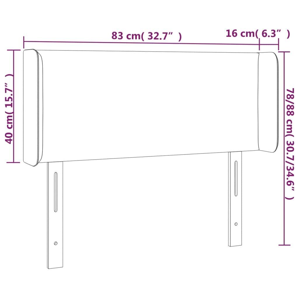 vidaXL gultas galvgalis ar LED, 83x16x78/88 cm, gaiši pelēks audums cena un informācija | Gultas | 220.lv