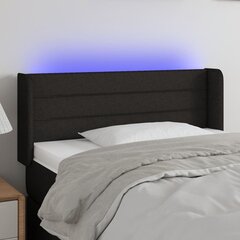 vidaXL gultas galvgalis ar LED, 83x16x78/88 cm, melns audums cena un informācija | Gultas | 220.lv