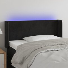 vidaXL gultas galvgalis ar LED, 83x16x78/88 cm, melns samts cena un informācija | Gultas | 220.lv