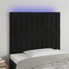 vidaXL gultas galvgalis ar LED, 90x5x118/128 cm, melns samts цена и информация | Кровати | 220.lv