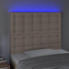 vidaXL gultas galvgalis ar LED, 90x5x118/128cm, kapučīno mākslīgā āda цена и информация | Кровати | 220.lv