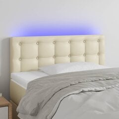 vidaXL gultas galvgalis ar LED, 90x5x78/88 cm, krēmkrāsas mākslīgā āda cena un informācija | Gultas | 220.lv