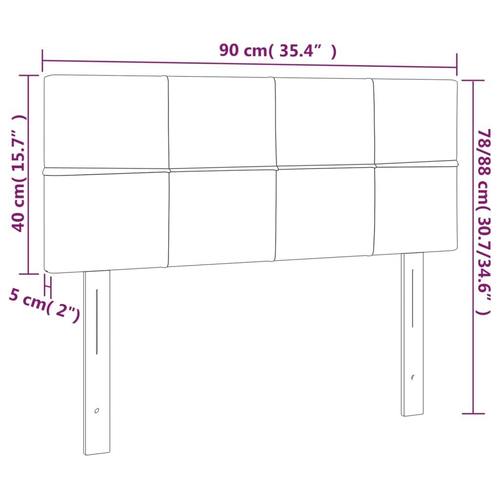 vidaXL gultas galvgalis ar LED, 90x5x78/88 cm, rozā samts cena un informācija | Gultas | 220.lv