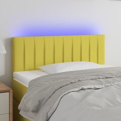 vidaXL gultas galvgalis ar LED, 90x5x78/88 cm, zaļš audums cena un informācija | Gultas | 220.lv