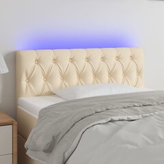 vidaXL gultas galvgalis ar LED, 90x7x78/88 cm, krēmkrāsas audums цена и информация | Кровати | 220.lv