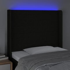 vidaXL gultas galvgalis ar LED, 93x16x118/128 cm, melns audums cena un informācija | Gultas | 220.lv