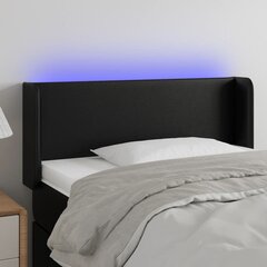 vidaXL gultas galvgalis ar LED, 93x16x78/88 cm, melna mākslīgā āda cena un informācija | Gultas | 220.lv
