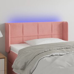 Изголовье со светодиодной подсветкой, бархат, 93x16x78/88 см, розовое цена и информация | Кровати | 220.lv