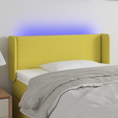 vidaXL gultas galvgalis ar LED, 93x16x78/88 cm, zaļš audums cena un informācija | Gultas | 220.lv