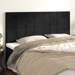 vidaXL gultas galvgaļi, 4 gab., 100x5x78/88 cm, melns samts cena un informācija | Gultas | 220.lv