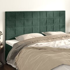 vidaXL gultas galvgaļi, 4 gab., 100x5x78/88 cm, tumši zaļš samts cena un informācija | Gultas | 220.lv