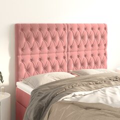 vidaXL gultas galvgaļi, 4 gab., 72 x 7 x 78/88 cm, rozā samts cena un informācija | Gultas | 220.lv