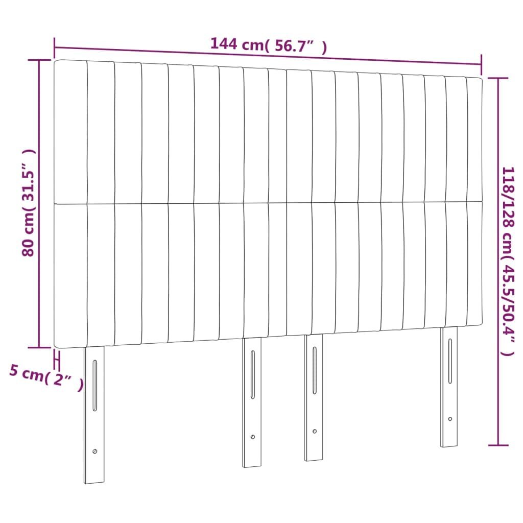 vidaXL gultas galvgaļi, 4 gab., 72x5x78/88 cm, tumši pelēks samts cena un informācija | Gultas | 220.lv