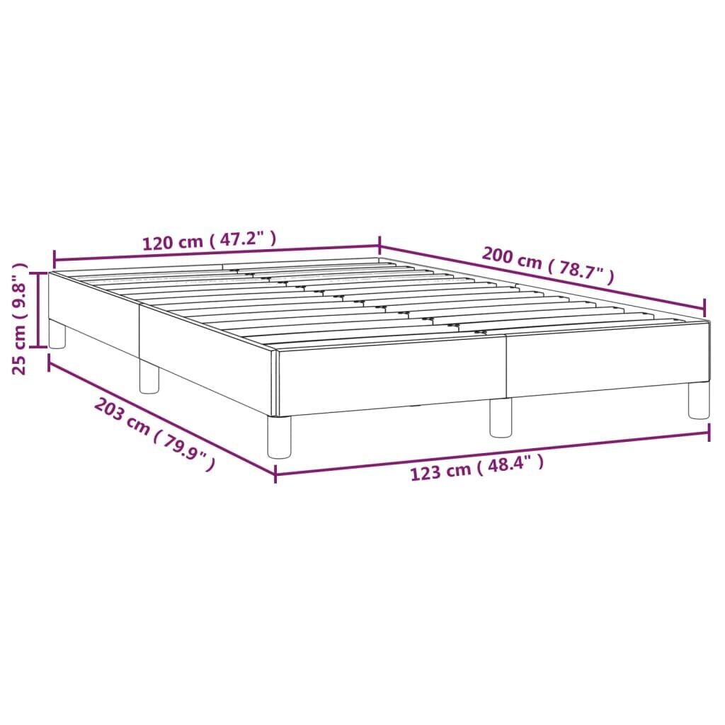 vidaXL gultas rāmis, balts, 120x200 cm, mākslīgā āda cena un informācija | Gultas | 220.lv