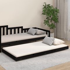 vidaXL gultas rāmis, melns, 90x200 cm, priedes masīvkoks цена и информация | Кровати | 220.lv