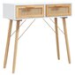 vidaXL konsoles galds, balts, 80x30x75 cm, priedes koks, rotangpalma cena un informācija | Konsoles galdiņi | 220.lv