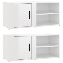 vidaXL sienas skapīši, 2 gab., spīdīgi balta, 80x31,5x36 cm cena un informācija | TV galdiņi | 220.lv