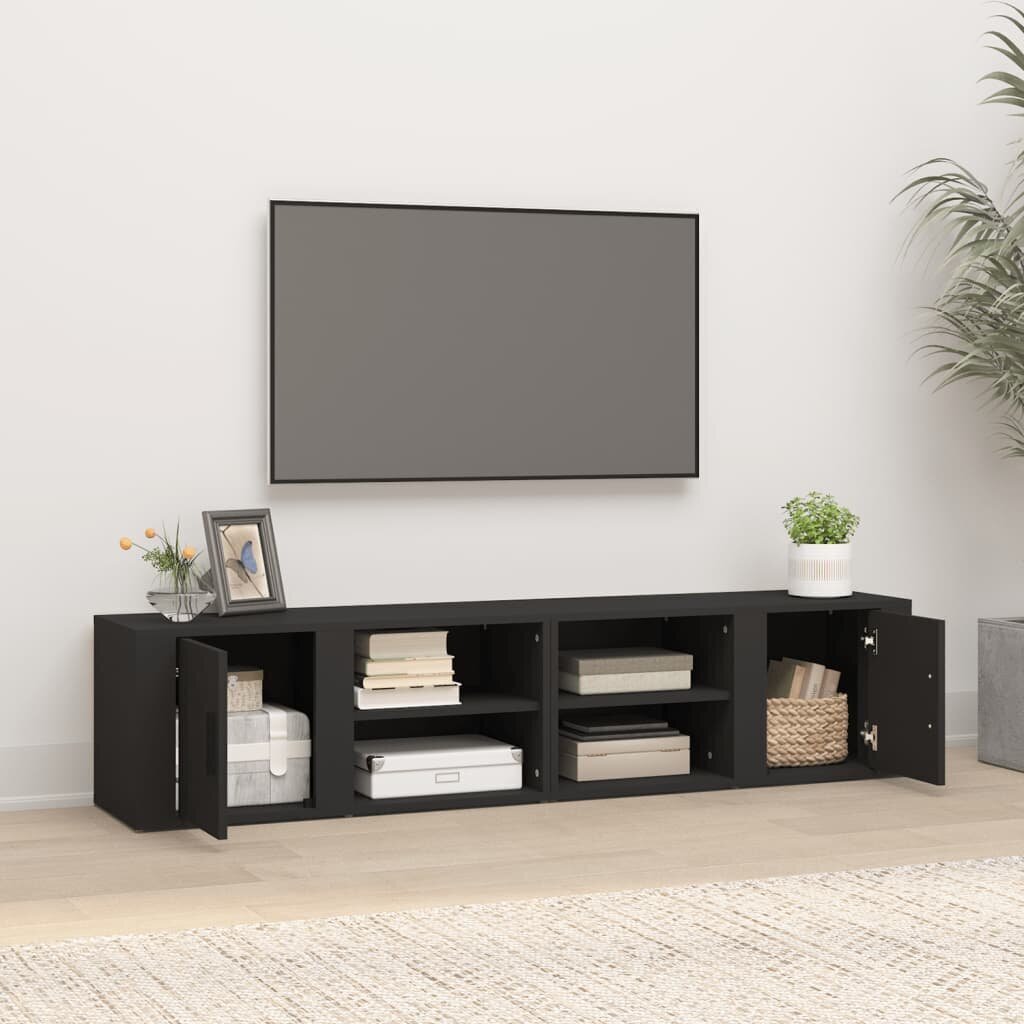 vidaXL TV skapīši, 2 gab., melni, 80x31,5x36 cm, inženierijas koks cena un informācija | TV galdiņi | 220.lv