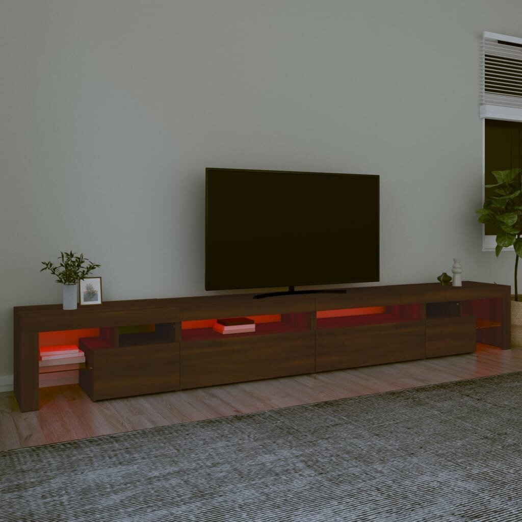 vidaXL TV skapītis ar LED apgaismojumu, ozolkoka krāsa, 290x36,5x40 cm цена и информация | TV galdiņi | 220.lv