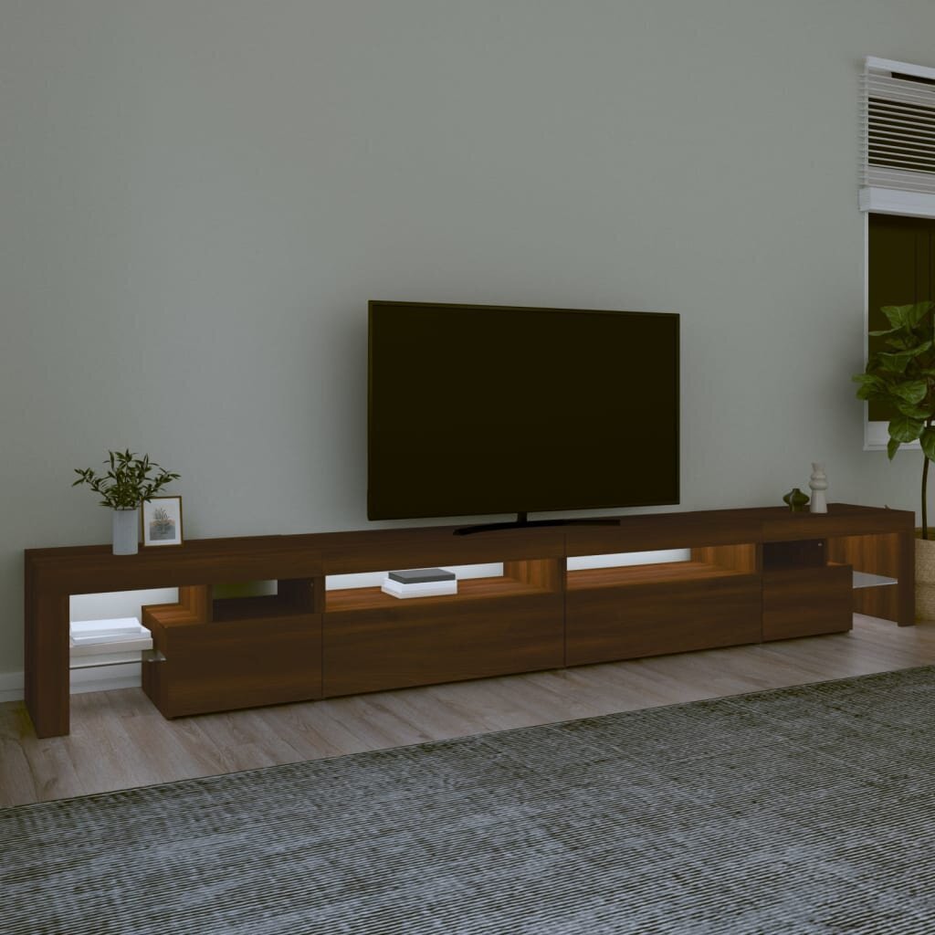 vidaXL TV skapītis ar LED apgaismojumu, ozolkoka krāsa, 290x36,5x40 cm цена и информация | TV galdiņi | 220.lv