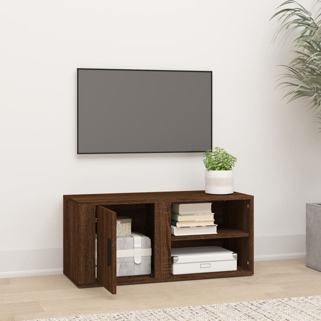 vidaXL TV skapītis, brūna ozolkoka, 80x31,5x36 cm, inženierijas koks cena un informācija | TV galdiņi | 220.lv