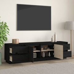 vidaXL TV skapītis, melns, 176x37x47,5 cm, priedes masīvkoks цена и информация | Тумбы под телевизор | 220.lv