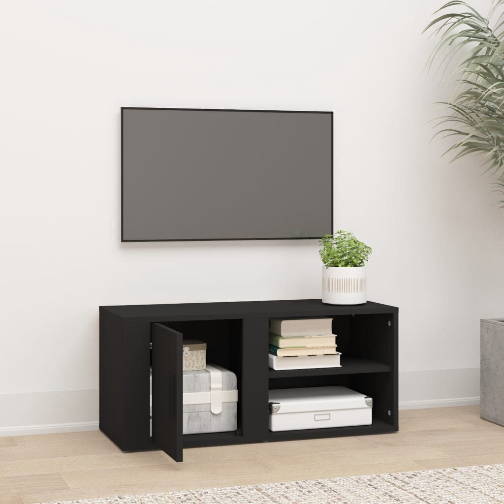 vidaXL TV skapītis, melns, 80x31,5x36 cm, inženierijas koks цена и информация | TV galdiņi | 220.lv