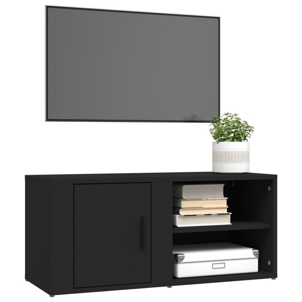 vidaXL TV skapītis, melns, 80x31,5x36 cm, inženierijas koks цена и информация | TV galdiņi | 220.lv