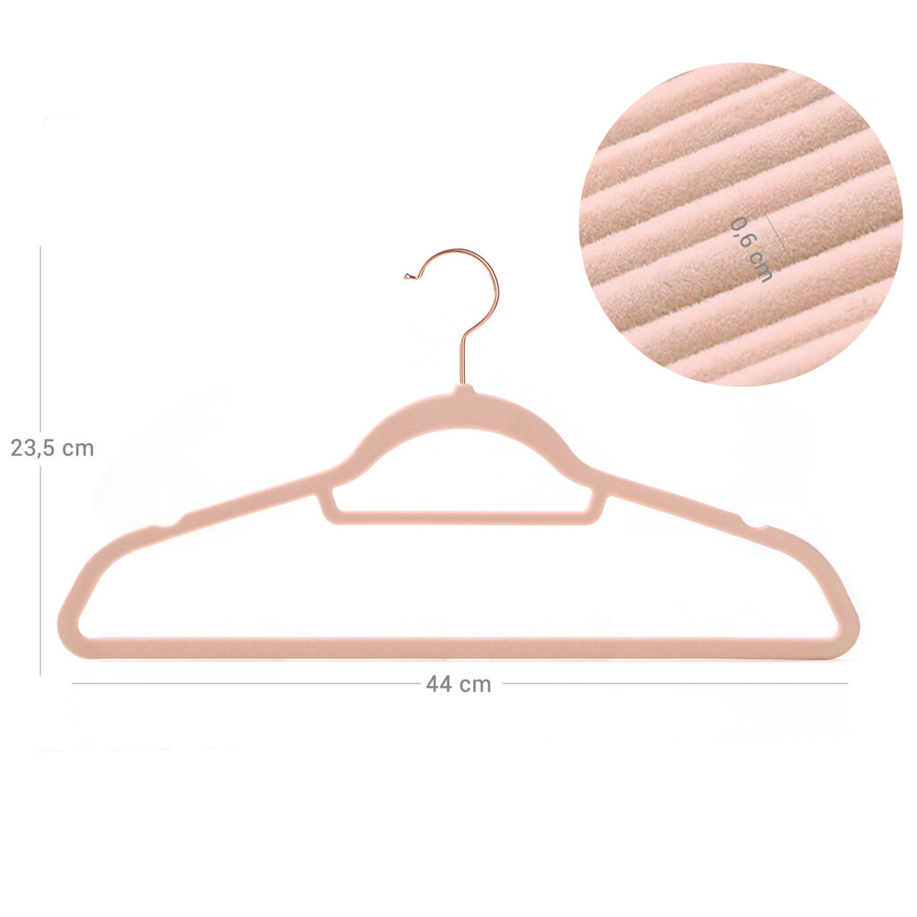 Samta drēbju pakaramie Velvet 30 gab. Gaiši rozā cena un informācija | Pakaramie un apģērbu maisi | 220.lv