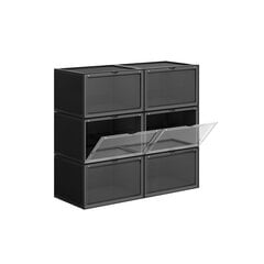 Komplektā 6 apavu kastes. melna krāsa cena un informācija | Veļas grozi un mantu uzglabāšanas kastes | 220.lv