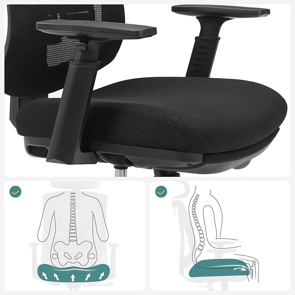 Biroja krēsls OBN61BKV1, melns цена и информация | Biroja krēsli | 220.lv