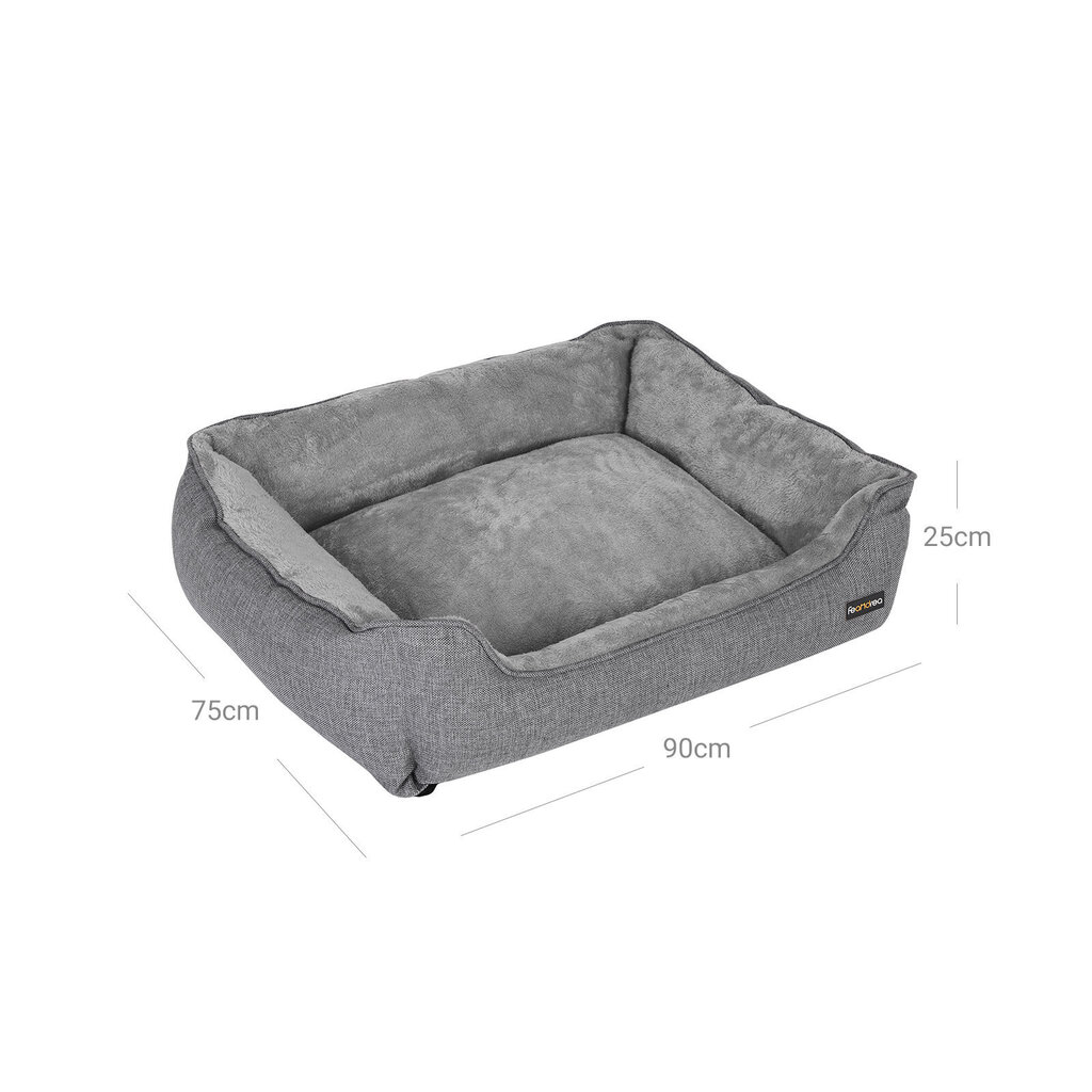 Mazgājama suņu gulta 90 cm pelēka cena un informācija | Suņu gultas, spilveni, būdas | 220.lv