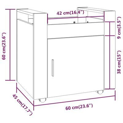 Rakstāmgalda plaukts, brūns ozols, 60x45x60cm, koks cena un informācija | Plaukti | 220.lv