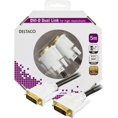 Deltaco DVI-600C-K DVI kabelis 5 m DVI-D melns, balts cena un informācija | Kabeļi un vadi | 220.lv