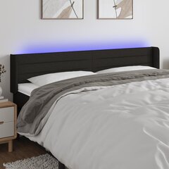 vidaXL gultas galvgalis ar LED, 183x16x78/88 cm, melns audums cena un informācija | Gultas | 220.lv