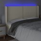 vidaXL gultas galvgalis ar LED, 183x16x118/128 cm, krēmkrāsas цена и информация | Gultas | 220.lv
