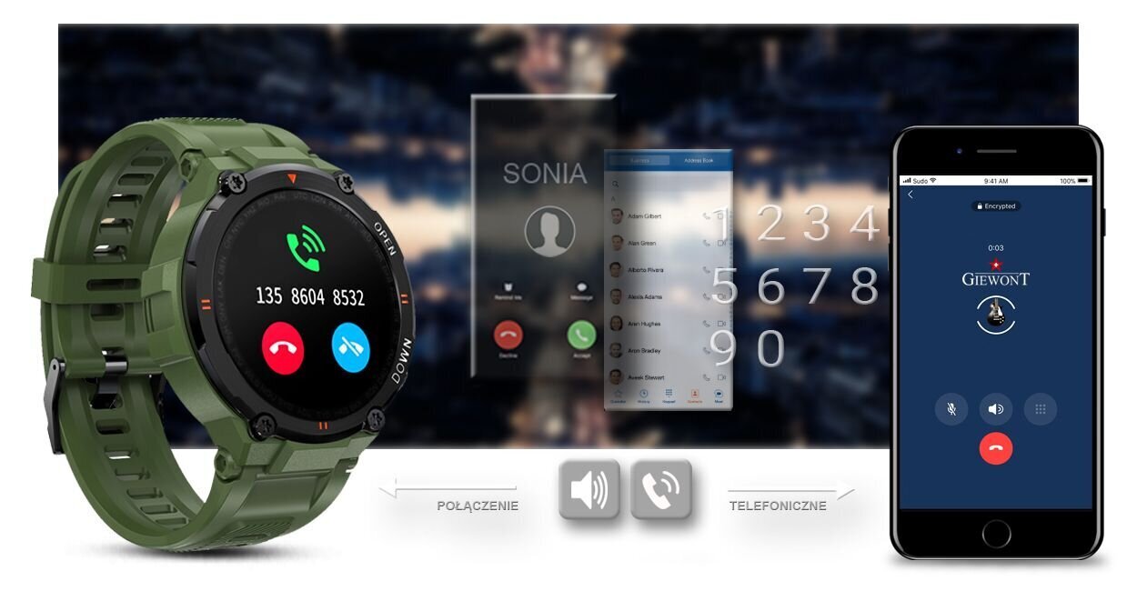 Giewont Focus SmartCall GW430-3 Forest цена и информация | Viedpulksteņi (smartwatch) | 220.lv