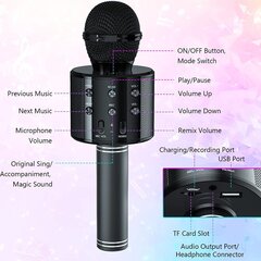 WS-858 bezvadu karaoke mikrofons- Bluetooth rokas skaļrunis, melns cena un informācija | Mikrofoni | 220.lv