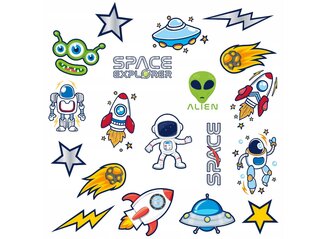 Tetovējums (tatoo) bērniem, kosmosa tēma, 19 gab. cena un informācija | Rotaļlietas zēniem | 220.lv