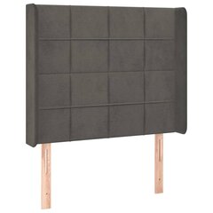 vidaXL galvgalis ar malām, tumši pelēks samts, 103x16x118/128 cm cena un informācija | Gultas | 220.lv