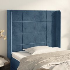 vidaXL galvgalis ar malām, tumši zils samts, 103x16x118/128 cm цена и информация | Кровати | 220.lv