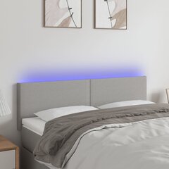 vidaXL gultas galvgalis ar LED, 144x5x78/88 cm, gaiši pelēks audums цена и информация | Кровати | 220.lv